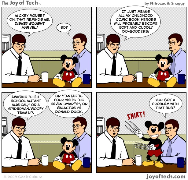 The Joy of Tech comic... This ain't no Mickey Mouse merger.