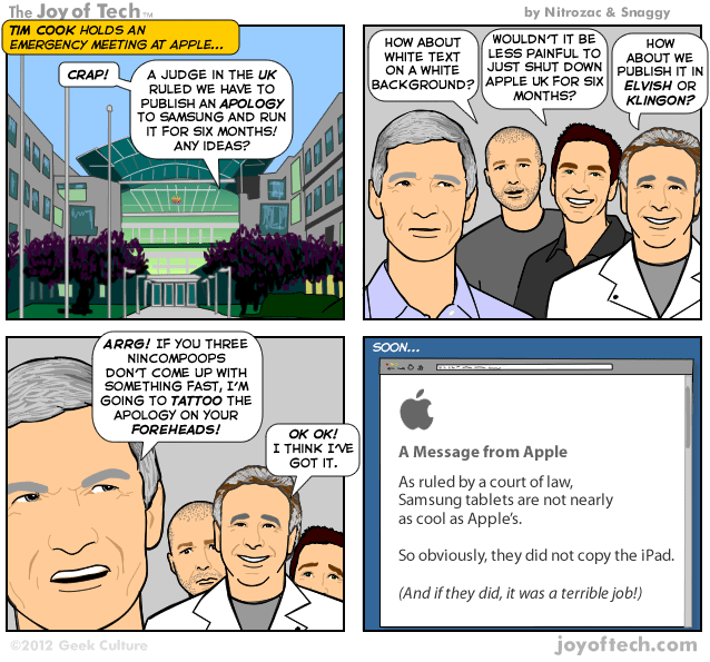 The Joy of Tech comic, An Apple apology.